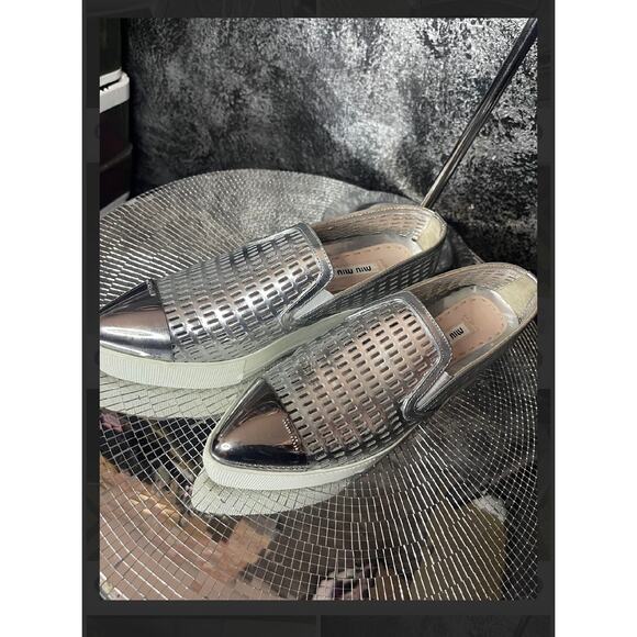 AUTHENTIC MIU MIU White NAPPA LEATHER SLIP-ON SNEAKERS - Picture 2 of 7